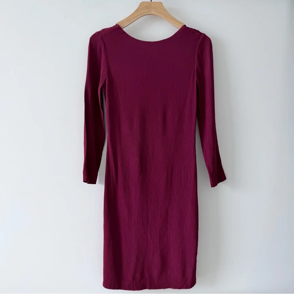 Massimo Dutti Burgundy Open Back Tie Dress | Deep V Back | Size 6 - Picture 2 of 13